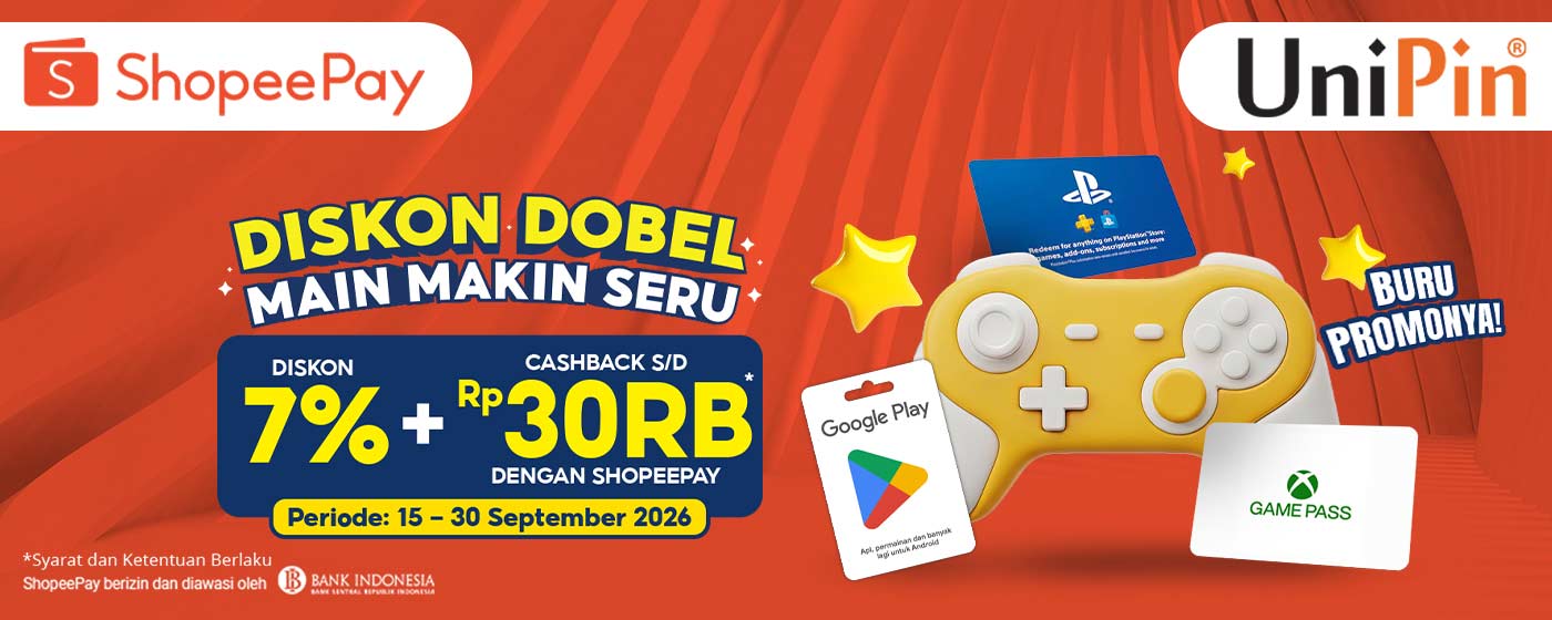 TOP UP MAKIN SERU DENGAN DISKON DOBEL! Dapatkan Diskon 7% + Cashback hingga Rp15RB Pakai ShopeePay